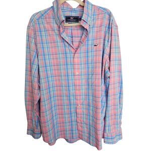 Vineyard Vines Mens Plaid Whale Shirt Size XL Preppy Nantucket Classic Old Money